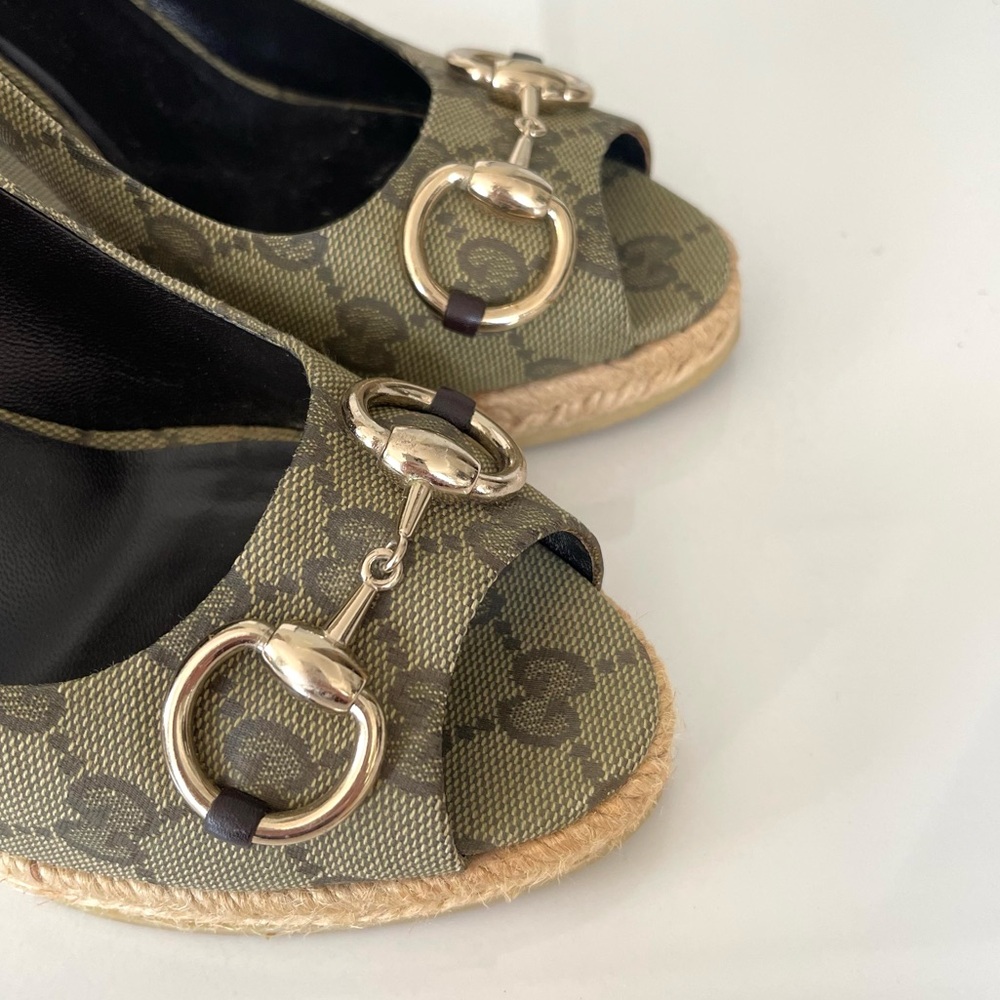 NEW IN BOX GUCCI GG LOGO MONOGRAM WEDGES - Picture 11 of 15